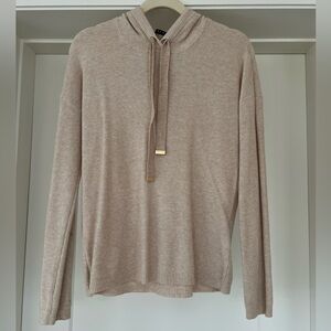 Cyrus Women's Beige Waffle Knit Hoodie Sweater